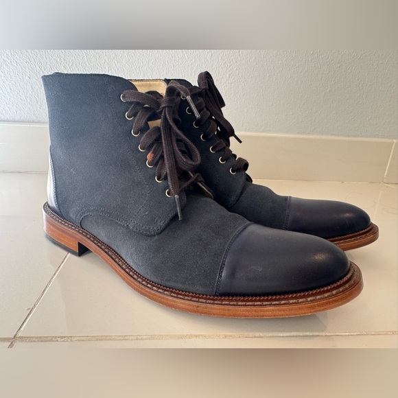 Taft Men’s Troy Boot size 43 Navy leather and suede - Picture 3 of 10